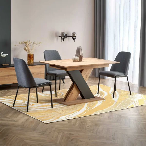 Tavolo 130/175cm allungabile da pranzo rovere nero Brenta