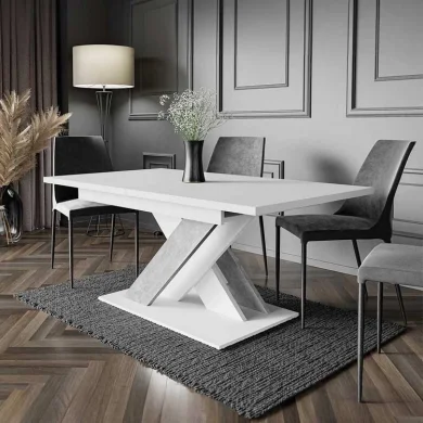 Tavolo allungabile 140/180cm moderno rettangolare bianco cemento Ivonne