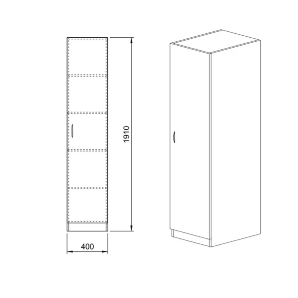 Armadio 40x191cm moderno 1 anta noce Marzia