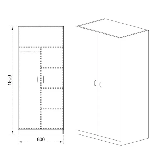 Armadio 2 ante design 80x191cm noce Leopardi