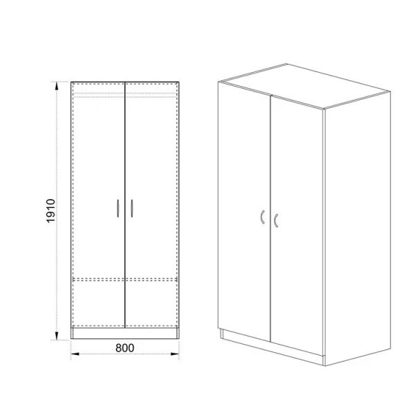 Armadio 2 ante moderno 80x191cm noce Ilario