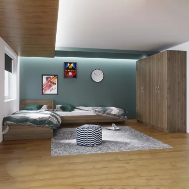 Camera doppio letto completa moderna noce Malcom
