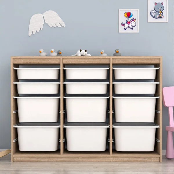 Cassettiera 133x93h cm portagiochi con cassetti rovere Fast Concordia