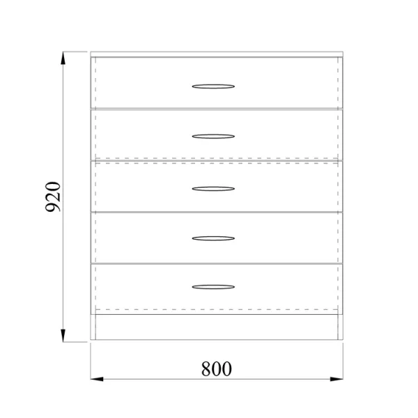 Comò 5 cassetti moderno 80x92cm noce Saviano