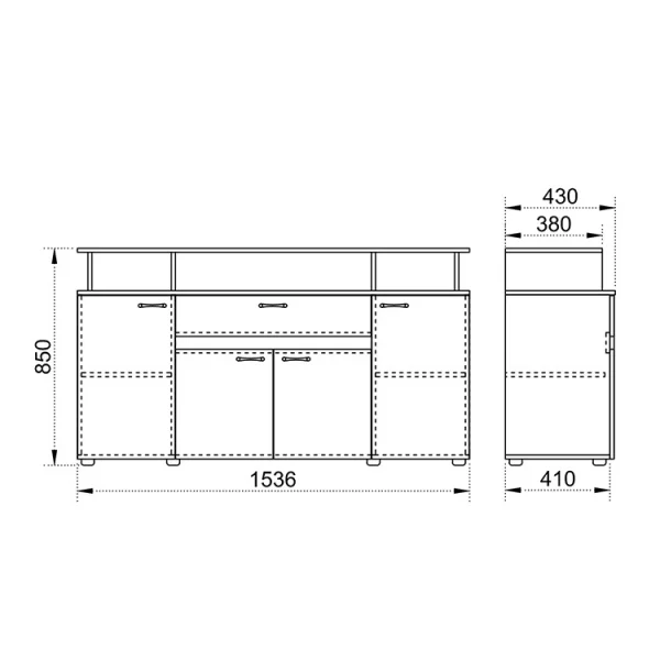 Comò 154x85cm moderno 4 ante rovere sonoma Pippo