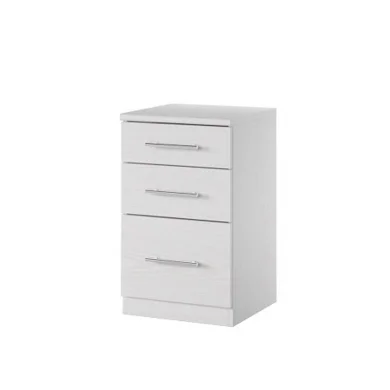 Comodino 3 cassetti design 37x63cm bianco frassinato Dogliani