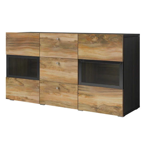 Credenza moderna 132x70cm noce antico nero frassinato Emotion Gihome®