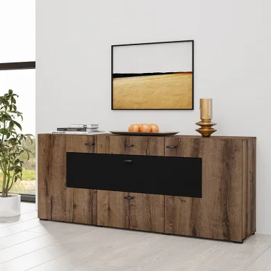 Credenza 165x71cm moderna rovere scuro nero Maserati