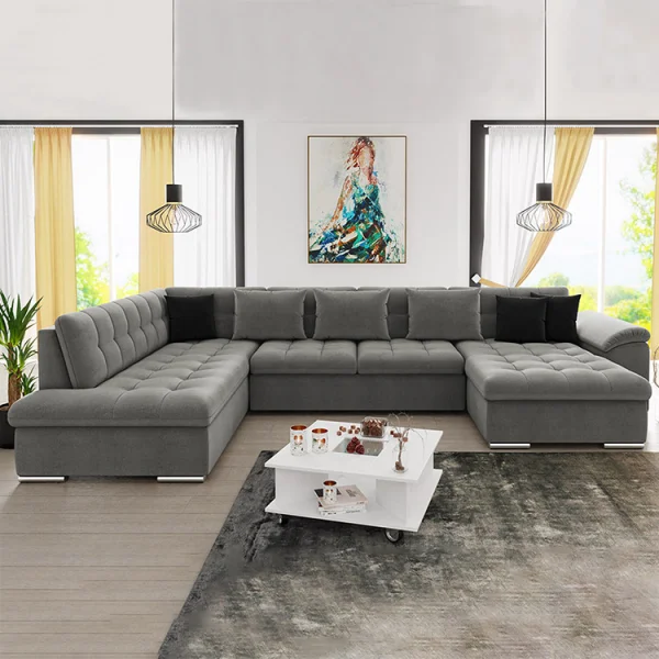 Divano letto angolare sinistra 5 posti 350x205cm grigio Agliana