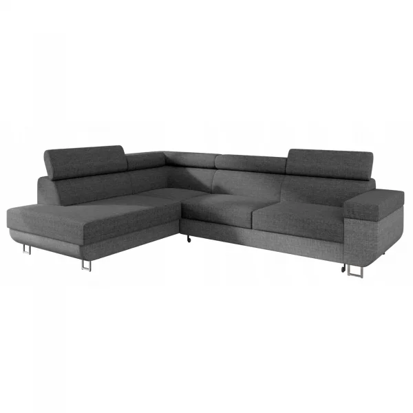 Divano letto angolare sinistra 5 posti 253x188cm con box contenitore grigio Almese