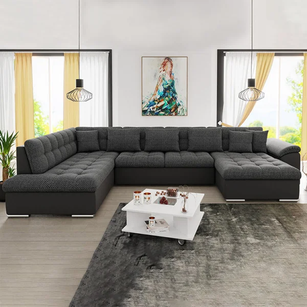 Divano letto angolare sinistra 5 posti 350x205cm grigio scuro Agliana