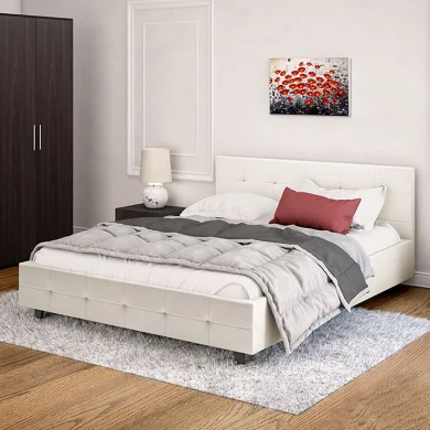 Letto matrimoniale 160x200cm contenitore imbottito bianco opaco Garzeno