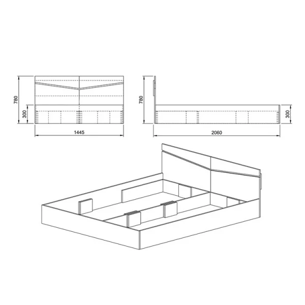 Letto matrimoniale 140x200cm contenitore noce Camilla Gihome®