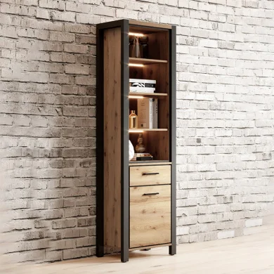 Libreria 55x200cm design industrial quercia nero opaco Neive