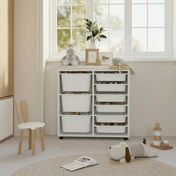 Mobile portagiochi 89x85h cm cassettiera multiuso bianco Fast Concordia