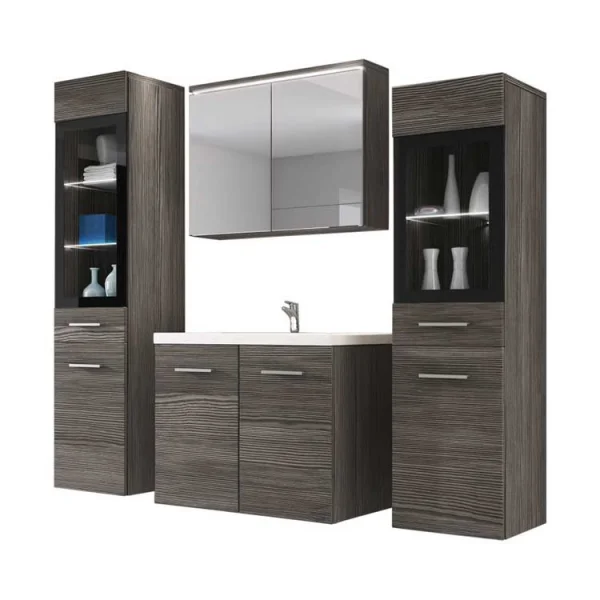 Mobile bagno 140x132cm sospeso con specchio tortora scuro Luz