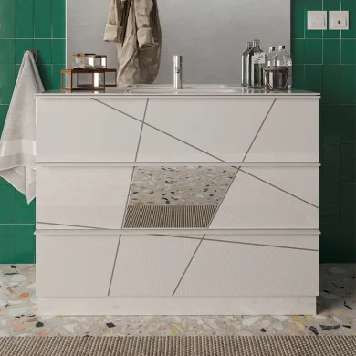 Mobile bagno 60x85cm a terra con lavabo bianco lucido specchi Olimpo