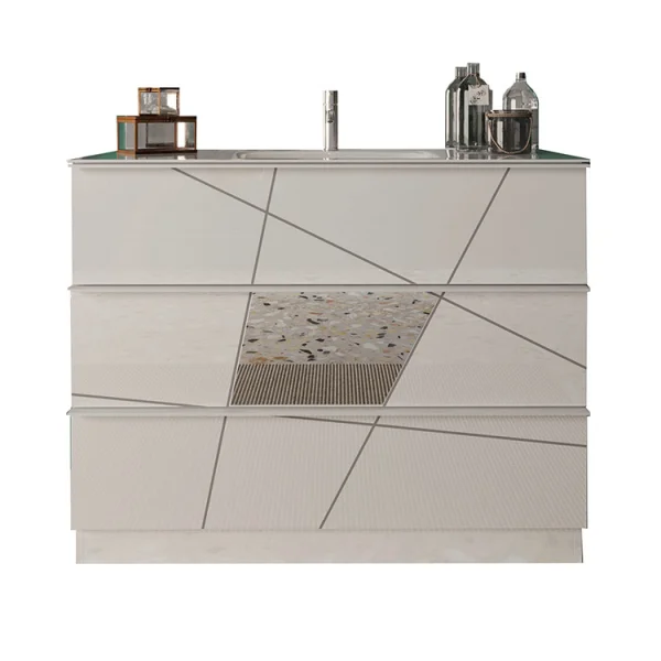 Mobile bagno 100x85cm a terra con lavabo bianco lucido specchi Olimpo