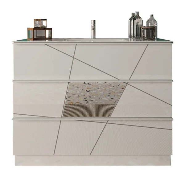 Mobile bagno 80x85cm a terra con lavabo bianco lucido specchi Olimpo