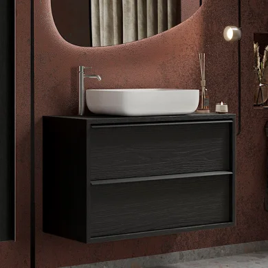 Mobile bagno sospeso 105x64cm con lavabo nero frassinato Absolut