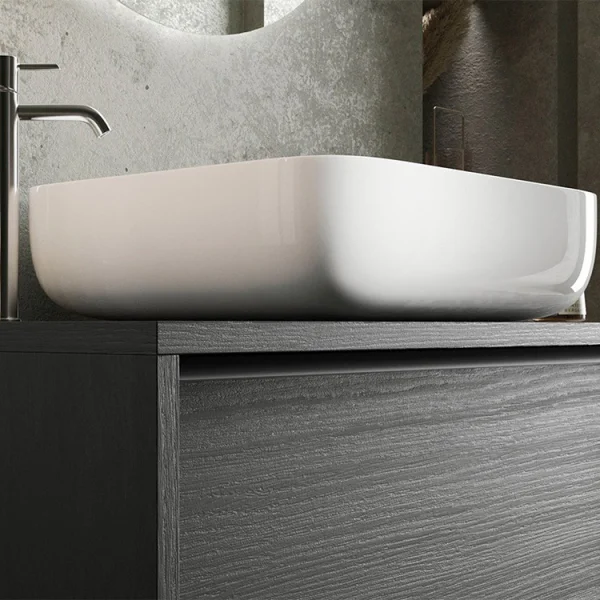 Mobile bagno sospeso 79x64cm con lavabo nero frassinato Absolut