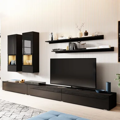 Parete attrezzata moderna 270x176cm nero Emotion Gihome®