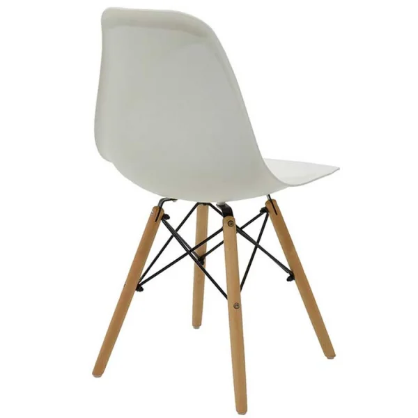 Set 4 sedie da pranzo stile scandinavo in polipropilene bianco gambe legno Efesto