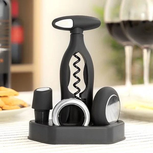 Set accessori da vino 5 pezzi nero Attila