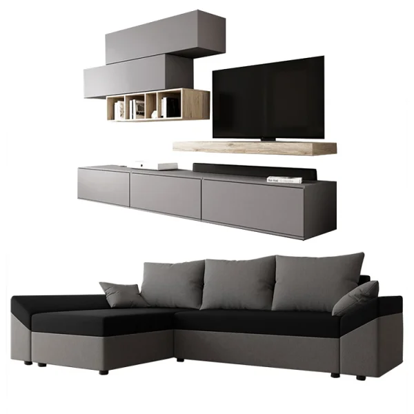 Set soggiorno moderno parete attrezzata+divano angolare Pax