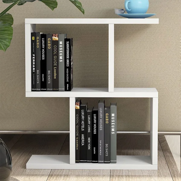 Tavolino da salotto 51x45cm con libreria design bianco opaco Todi