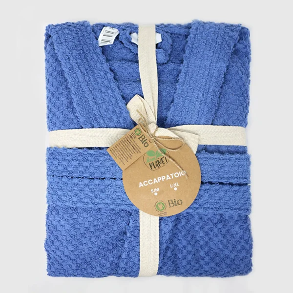 Accappatoio bagno in cotone taglia L/XL blu Gobi