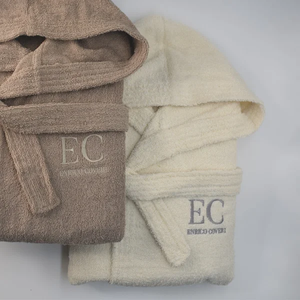 Accappatoio doccia con cappuccio unisex taglia L crema Enrico Coveri