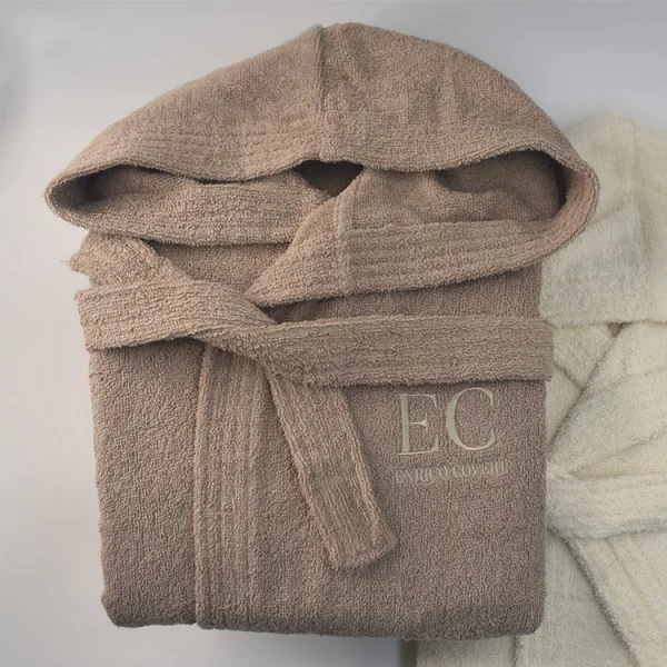 Accappatoio doccia con cappuccio unisex taglia S/M marrone Enrico Coveri