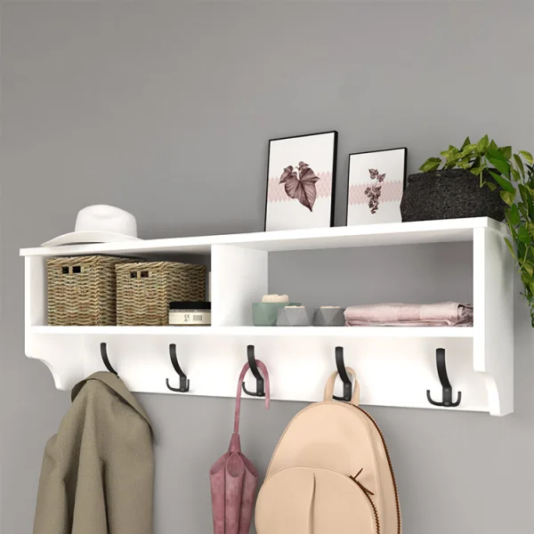 Appendiabiti da parete 120x37h cm con vani bianco Fionia