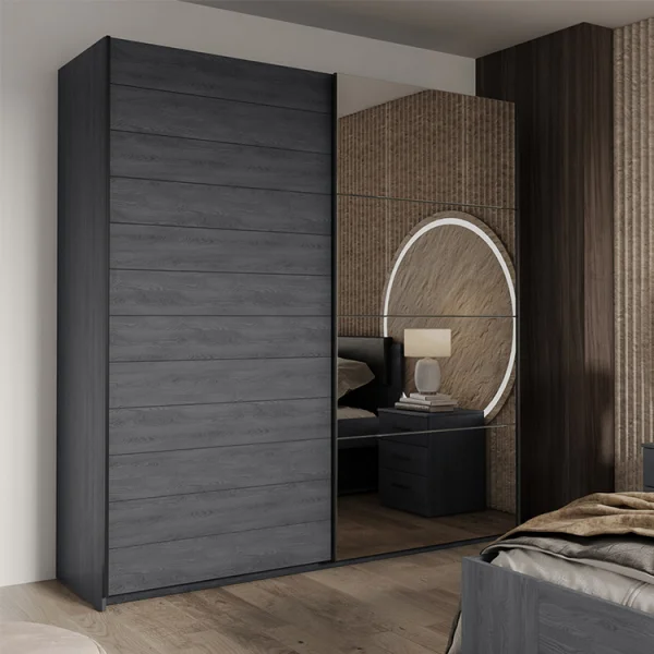 Armadio 200x210h cm 2 ante scorrevoli con specchio ossido Cortina Gihome®