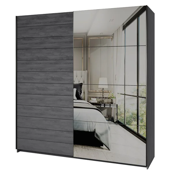 Armadio 200x210h cm 2 ante scorrevoli con specchio ossido Cortina Gihome®