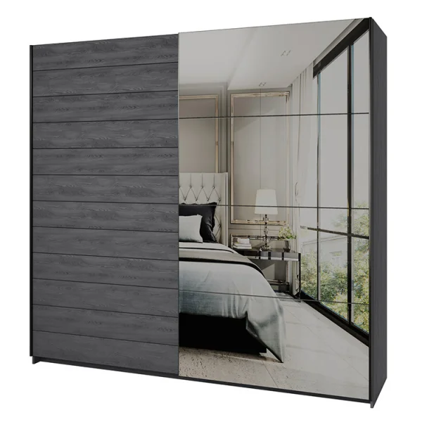 Armadio 220x210h cm 2 ante scorrevoli con specchio ossido Cortina Gihome®