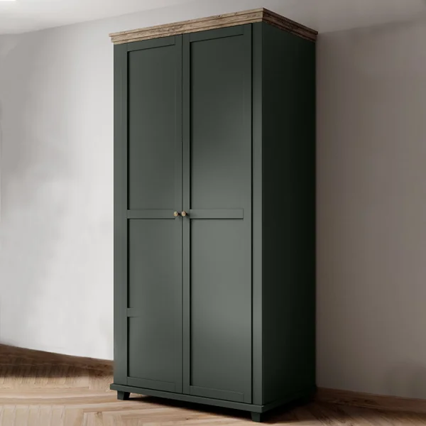 Armadio 108x216h cm 2 ante battenti moderno verde quercia Texel