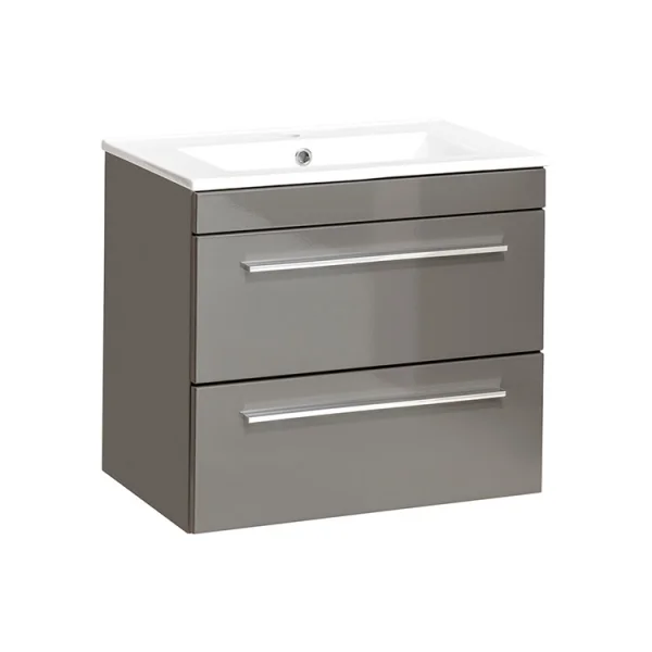 Mobile bagno sospeso 60cm 2 cassetti grigio lucido Zadar