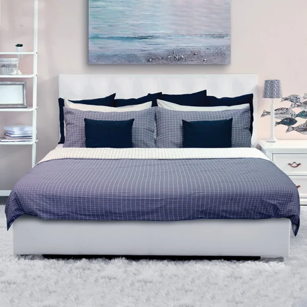 Copripiumino + 2 federe letto matrimoniale a quadretti 250x200cm blu Bolivia