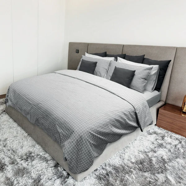 Copripiumino + 2 federe letto matrimoniale a quadretti 250x200cm grigio Bolivia
