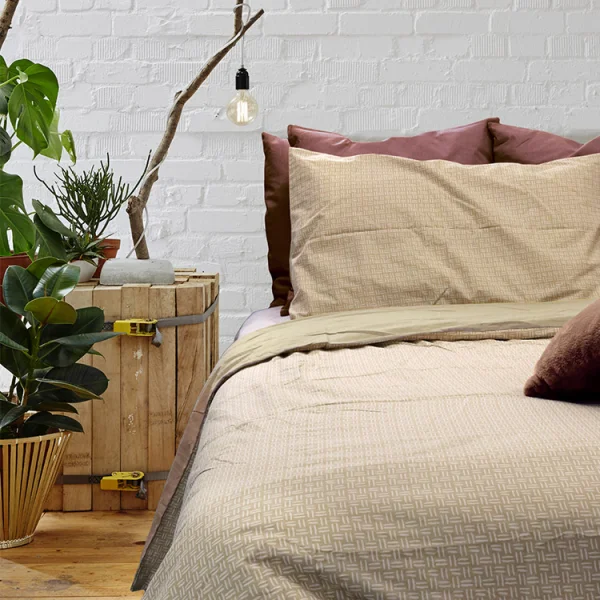 Copripiumino + federa letto singolo in cotone 155x200cm beige Nabib