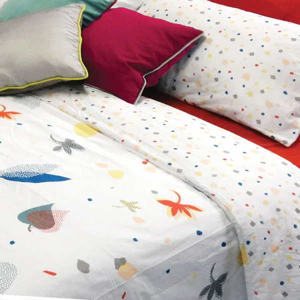 Copripiumino + federa letto singolo in cotone 155x200cm foglie Sonora