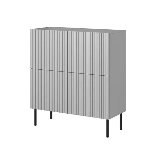 Credenza alta 100x110h cm moderna soggiorno grigio chiaro nero Cadice