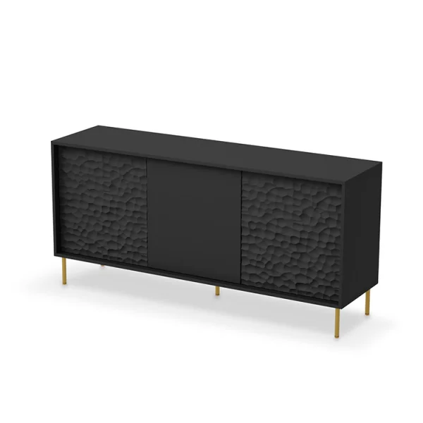 Credenza moderna soggiorno 155x73cm nero oro Osaka