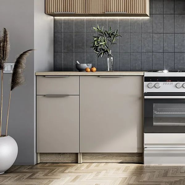 Cucina 240cm completa componibile moderna grigio rovere sonoma Taipei