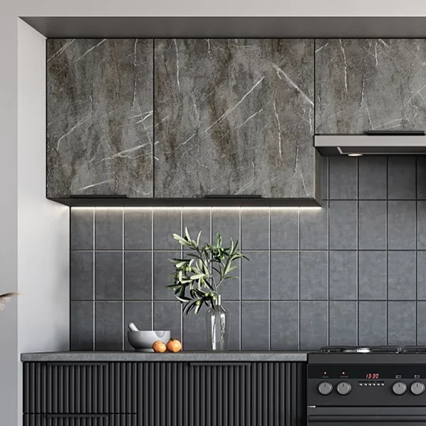 Cucina 240cm completa componibile moderna marmo nero grigio Yangon