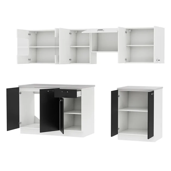 Cucina 240cm moderna componibile lineare bianco nero Wine