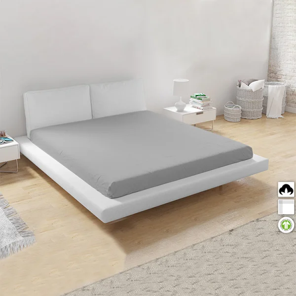 Lenzuolo francese con angoli in cotone bio 140x200cm grigio Rolla