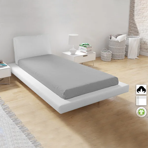 Lenzuolo singolo con angoli in cotone bio 90x200cm grigio Rolla